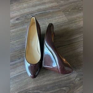 J. Crew Sylvia Nude Patent Leather Wedges Nude Size 6